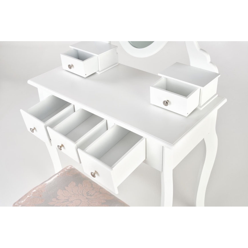 Persirengimo staliukas SARA 80x130 cm + stool 45x37 cm balta