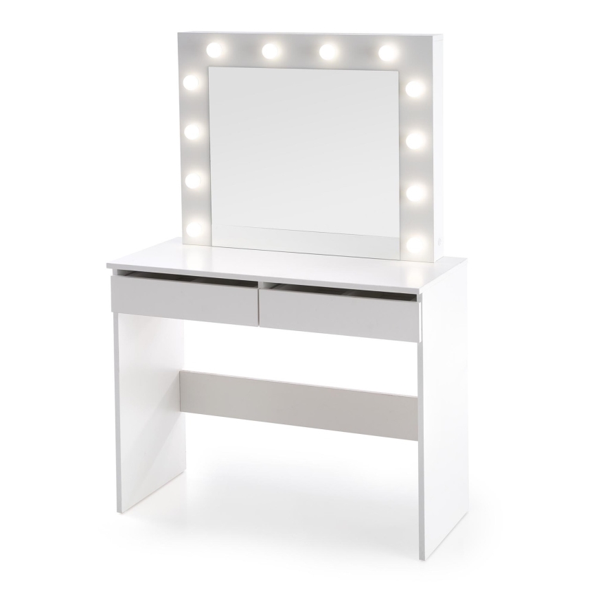 Persirengimo staliukas su LED apšvietimu HOLLYWOOD 140x94 cm balta