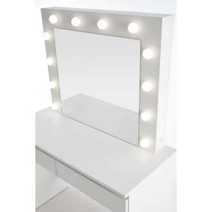 Persirengimo staliukas su LED apšvietimu HOLLYWOOD 140x94 cm balta