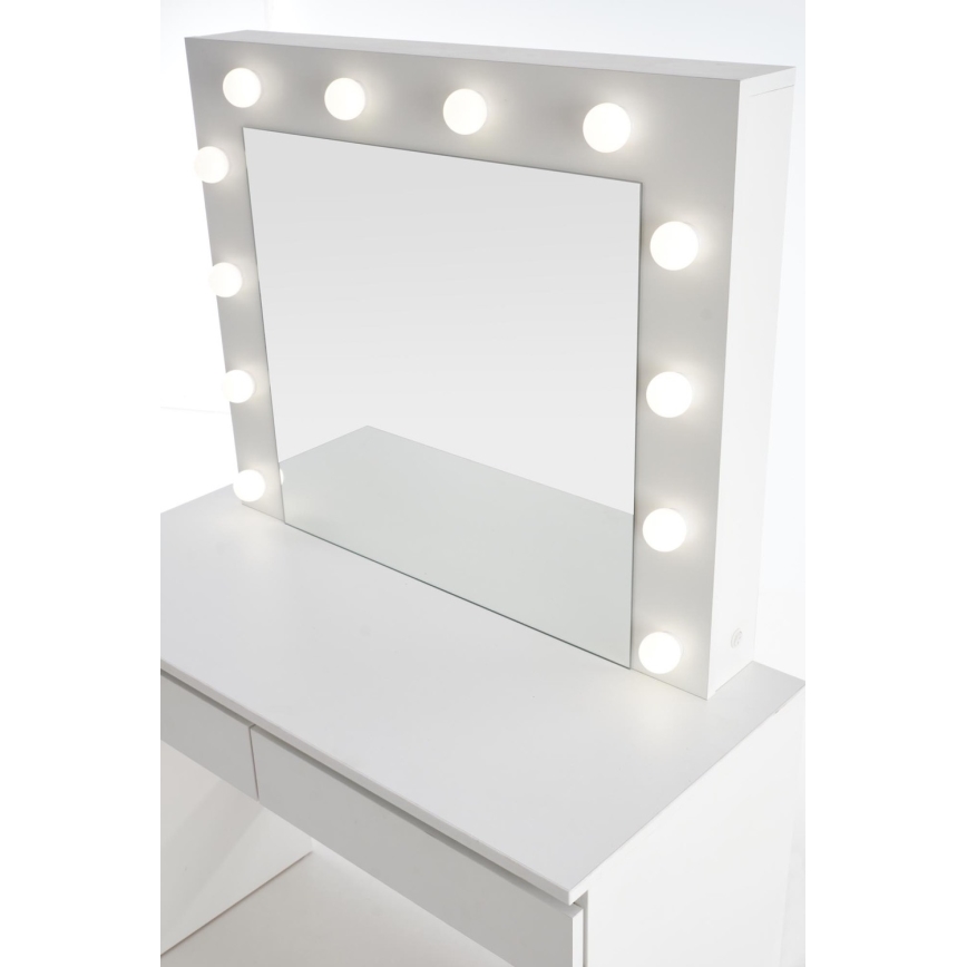 Persirengimo staliukas su LED apšvietimu HOLLYWOOD 140x94 cm balta