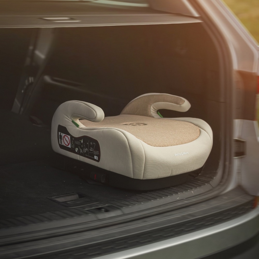 PETITE&MARS - Automobilinė kėdutė paaukštinama OPTIMUS PRO i-Dydis 125-150 cm (22-36 kg) smėlio spalva