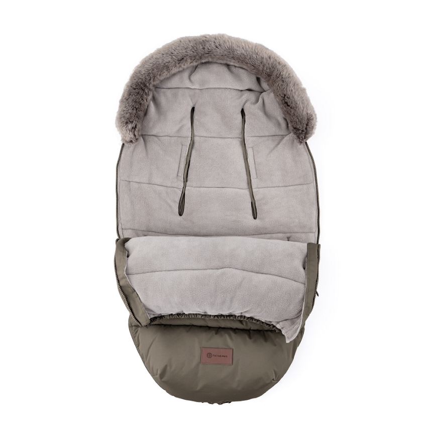 PETITE&MARS - KOMPLEKTAS Vaikiškas miegmaišis 4 viename COMFY + vežimėlio rankų šildikliai FURRY Mocha Mousse