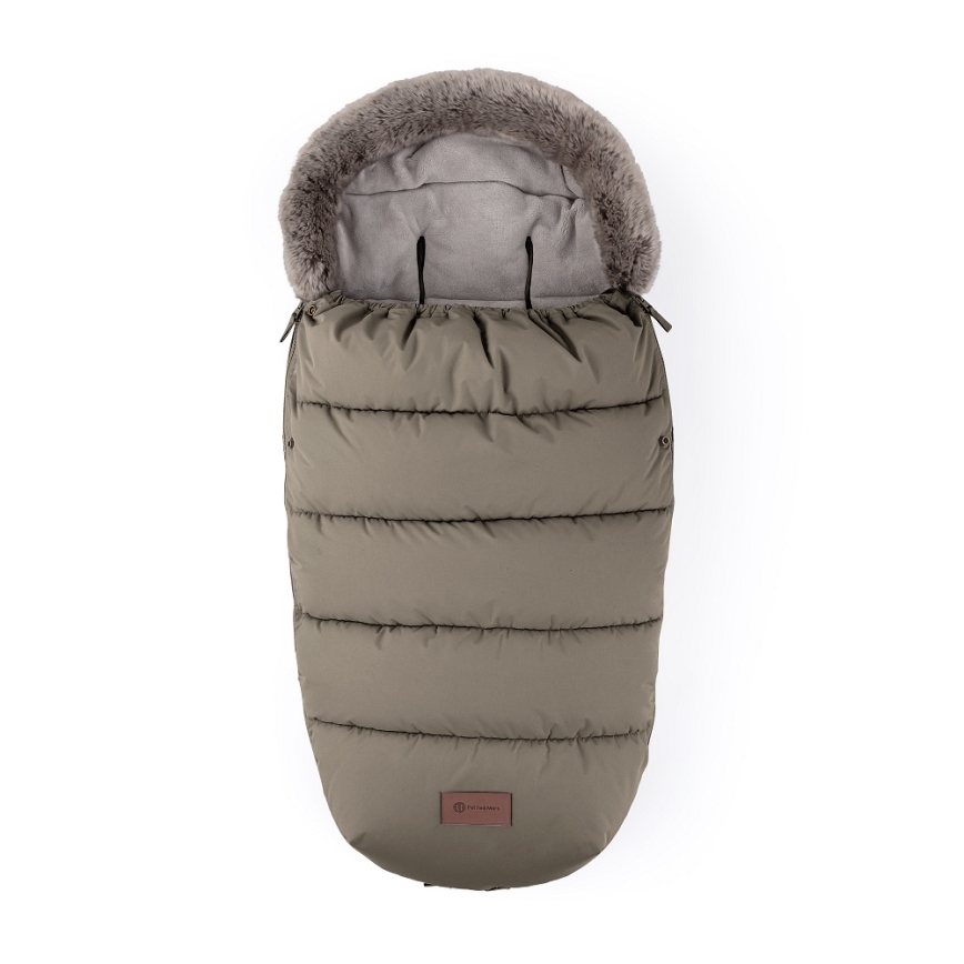 PETITE&MARS - KOMPLEKTAS Vaikiškas miegmaišis 4 viename COMFY + vežimėlio rankų šildikliai FURRY Mocha Mousse