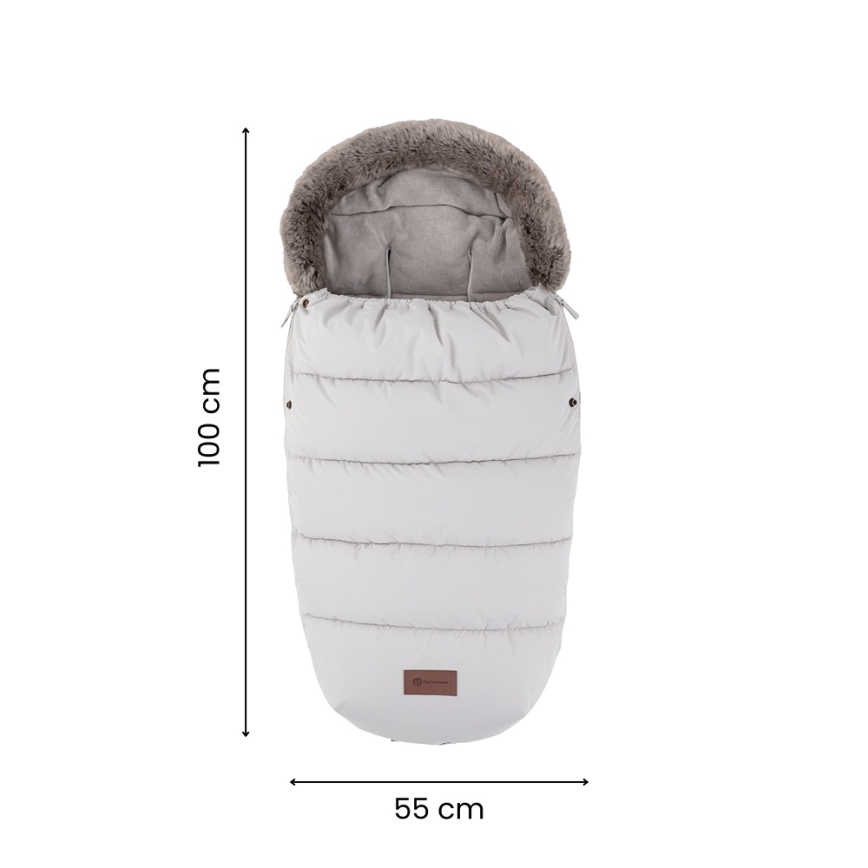 PETITE&MARS - KOMPLEKTAS Vaikiškas miegmaišis 4 viename COMFY + vežimėlio rankų šildikliai FURRY Mocha Mousse