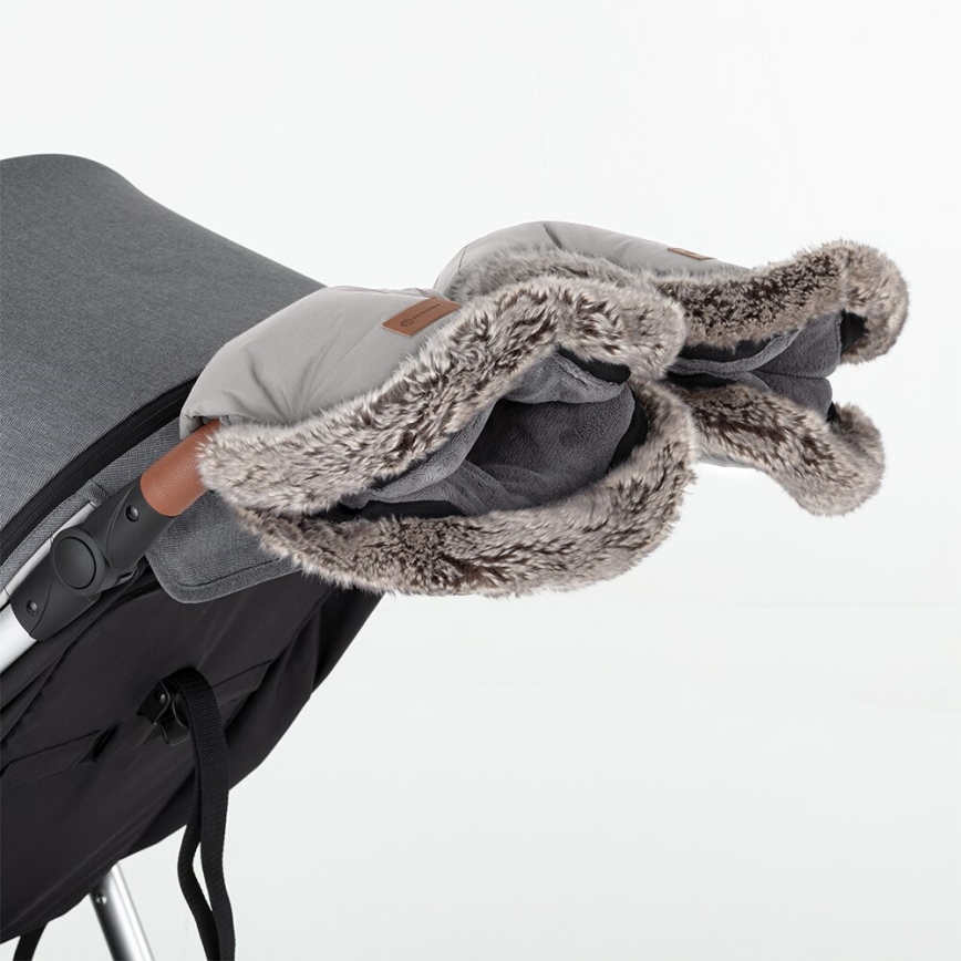 PETITE&MARS-KOMPLEKTAS Kūdikių vokelis 4in1 ARCTIC + stroller ranka muffs FURRY Champagne Shower
