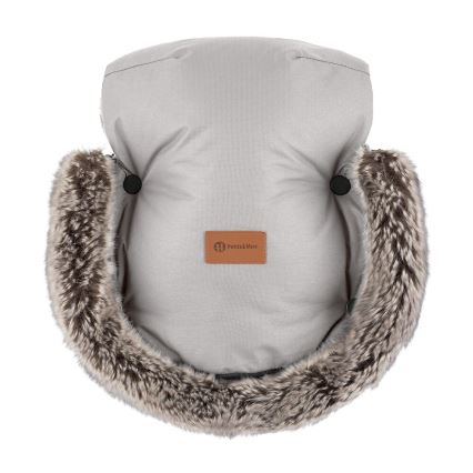 PETITE&MARS-KOMPLEKTAS Kūdikių vokelis 4in1 ARCTIC + stroller ranka muffs FURRY Champagne Shower