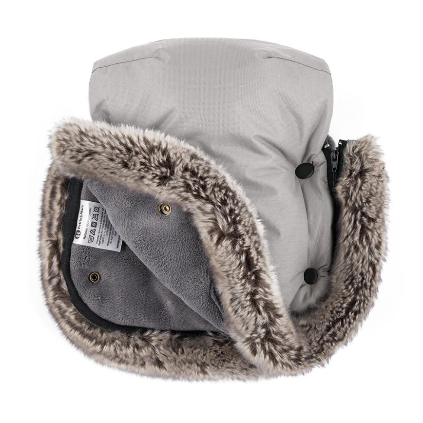PETITE&MARS-KOMPLEKTAS Kūdikių vokelis 4in1 ARCTIC + stroller ranka muffs FURRY Champagne Shower