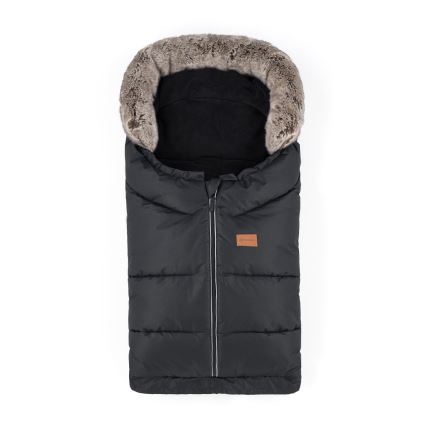 PETITE&MARS - KOMPLEKTAS Kūdikių vokelis 4in1 ARCTIC + stroller ranka muffs FURRY Forever Black