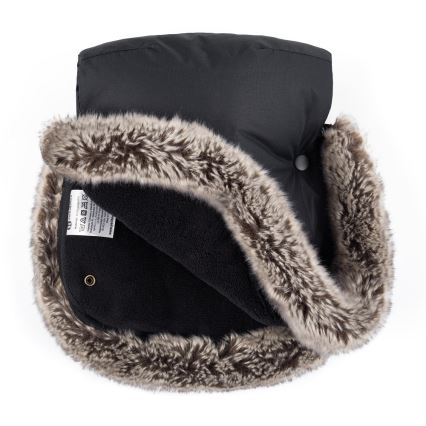PETITE&MARS - KOMPLEKTAS Kūdikių vokelis 4in1 ARCTIC + stroller ranka muffs FURRY Forever Black