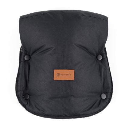 PETITE&MARS - KOMPLEKTAS Kūdikių vokelis 4in1 ARCTIC + stroller ranka muffs FURRY Forever Black