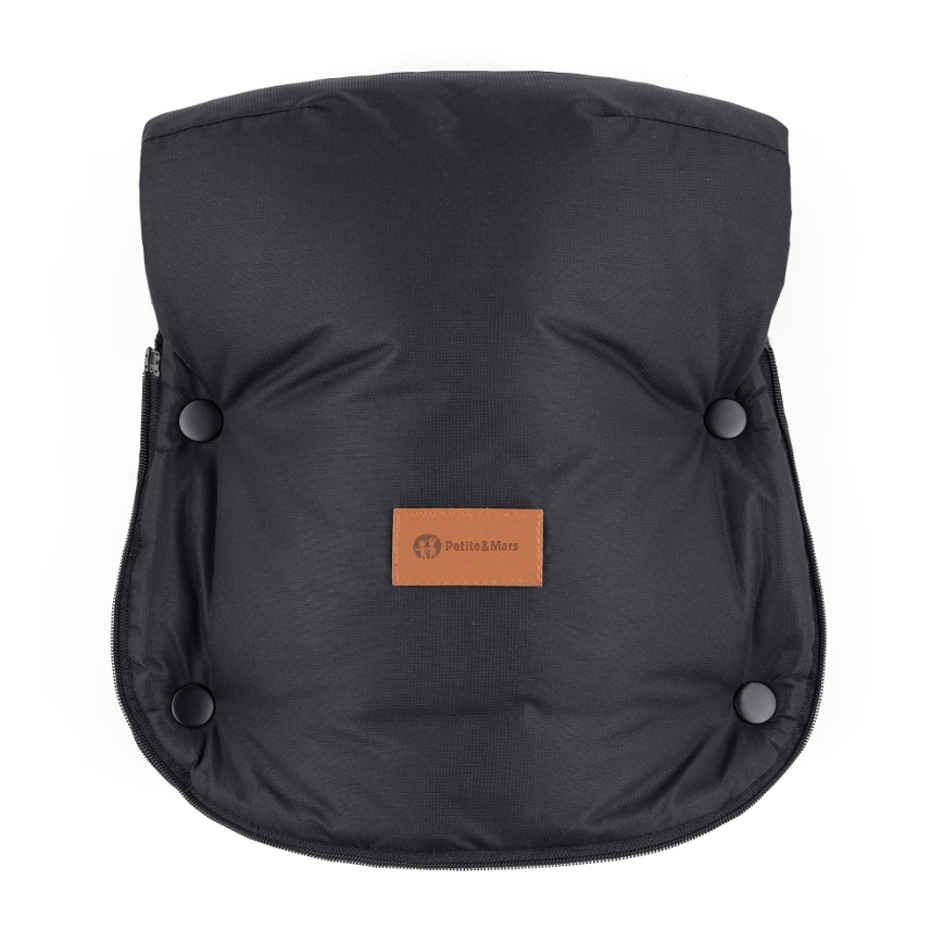 PETITE&MARS - KOMPLEKTAS Kūdikių vokelis 4in1 ARCTIC + stroller ranka muffs FURRY Forever Black