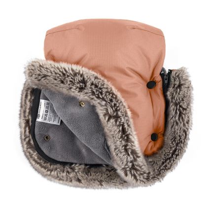 PETITE&MARS - KOMPLEKTAS Kūdikių vokelis 4in1 ARCTIC + stroller ranka muffs FURRY Pastel Peach