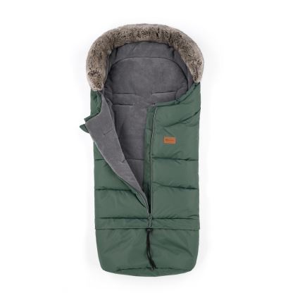 PETITE&MARS - KOMPLEKTAS Kūdikių vokelis 4in1 ARCTIC + stroller ranka muffs FURRY Veritable Khaki