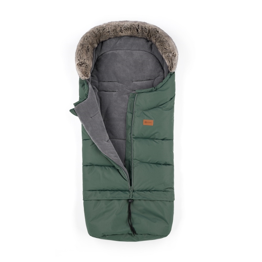 PETITE&MARS - KOMPLEKTAS Kūdikių vokelis 4in1 ARCTIC + stroller ranka muffs FURRY Veritable Khaki