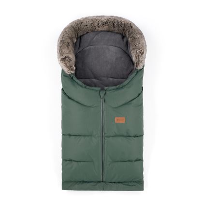PETITE&MARS - KOMPLEKTAS Kūdikių vokelis 4in1 ARCTIC + stroller ranka muffs FURRY Veritable Khaki