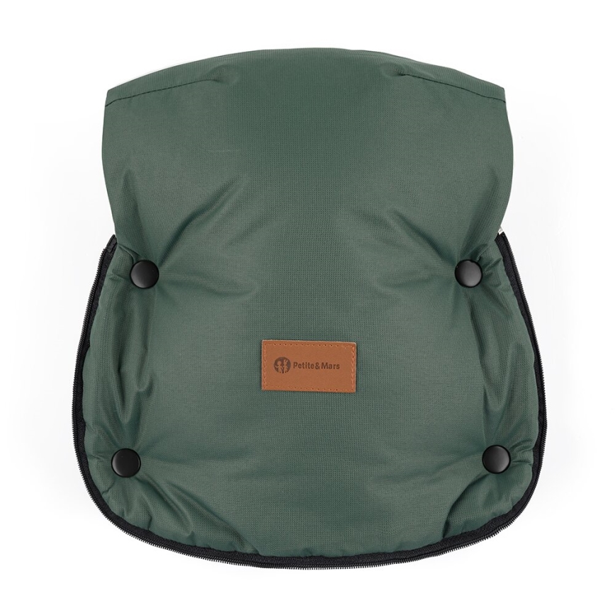 PETITE&MARS - KOMPLEKTAS Kūdikių vokelis 4in1 ARCTIC + stroller ranka muffs FURRY Veritable Khaki