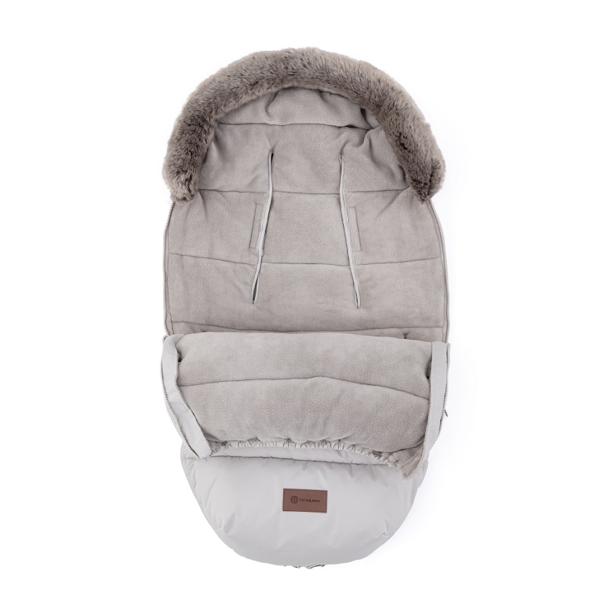 PETITE&MARS - KOMPLEKTAS Kūdikių vokelis 4in1 COMFY + stroller ranka muffs FURRY Champagne Shower
