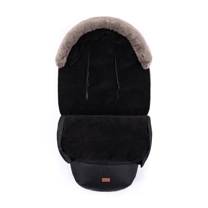 PETITE&MARS - KOMPLEKTAS Kūdikių vokelis 4in1 COMFY + stroller ranka muffs FURRY Forever Black