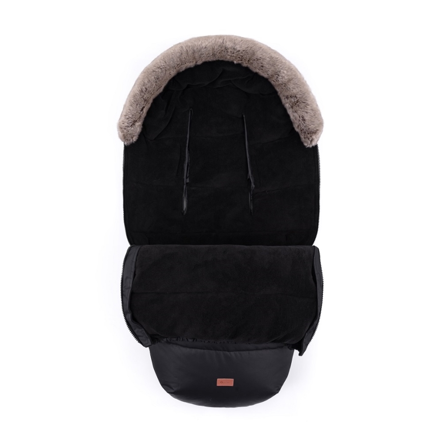 PETITE&MARS - KOMPLEKTAS Kūdikių vokelis 4in1 COMFY + stroller ranka muffs FURRY Forever Black