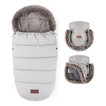 PETITE&MARS - KOMPLEKTAS Kūdikių vokelis 4in1 COMFY + stroller ranka muffs FURRY Champagne Shower