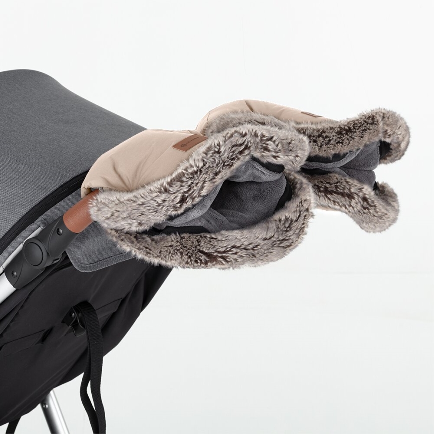 PETITE&MARS - KOMPLEKTAS Kūdikių vokelis 4in1 COMFY + stroller ranka muffs FURRY rožė Petal