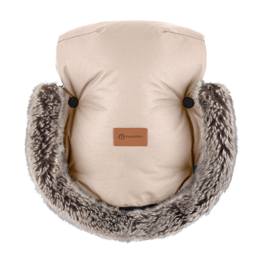 PETITE&MARS - KOMPLEKTAS Kūdikių vokelis 4in1 COMFY + stroller ranka muffs FURRY rožė Petal