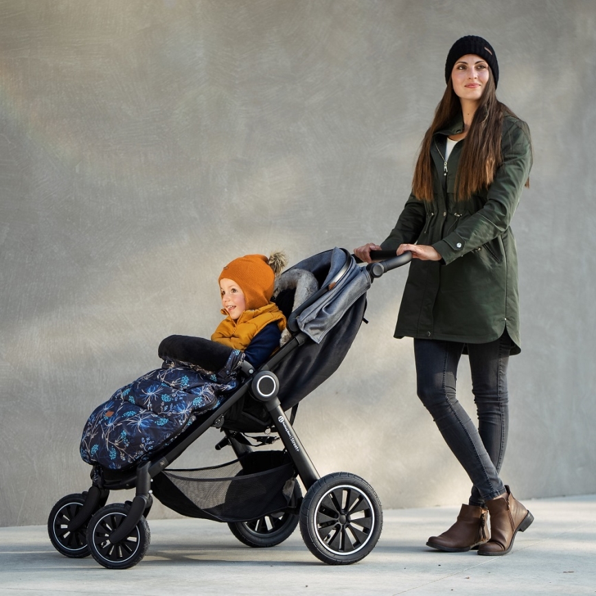 PETITE&MARS - RINKINYS Vaikiškas miegmaišis 4in1 COMFY Stylish Beauty + rankovės vežimėliui FURRY Forever Black