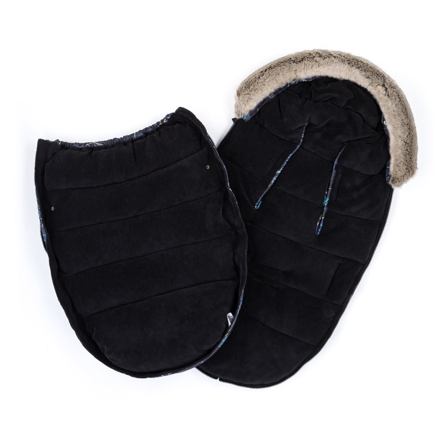 PETITE&MARS - RINKINYS Vaikiškas miegmaišis 4in1 COMFY Stylish Beauty + rankovės vežimėliui FURRY Forever Black