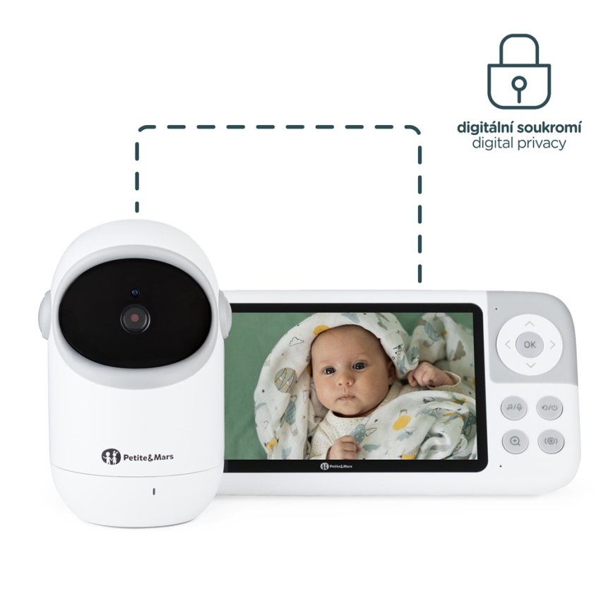 PETITE&MARS - Kūdikių stebėjimo įrenginys su monitoriumi EVE 5.0 3,8V 3050 mAh