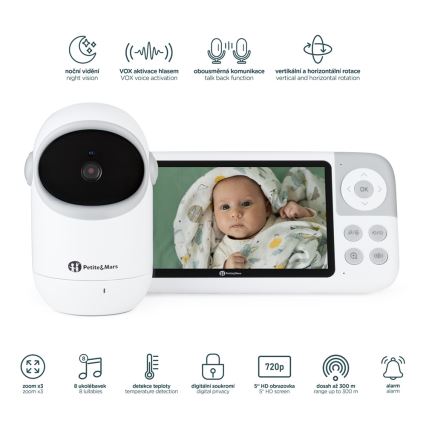 PETITE&MARS - Kūdikių stebėjimo įrenginys su monitoriumi EVE 5.0 3,8V 3050 mAh
