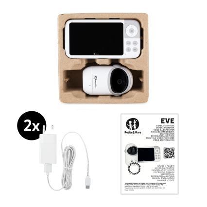 PETITE&MARS - Kūdikių stebėjimo įrenginys su monitoriumi EVE 5.0 3,8V 3050 mAh