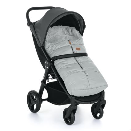 PETITE&MARS - KOMPLEKTAS Vaikiškas vežimėlio vokelis 3 viename JIBOT + rankų šildikliai vežimėliui JASIE šviesiai pilka