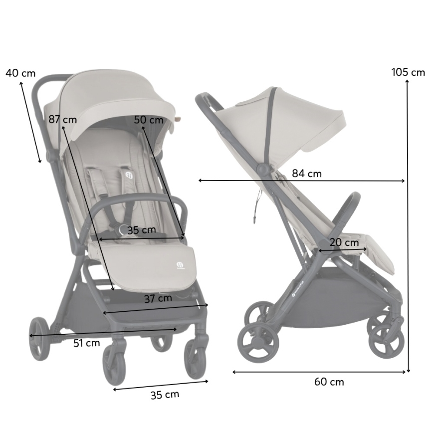 PETITE&MARS - Sportinis vežimėlis FLIP Platinum Grey