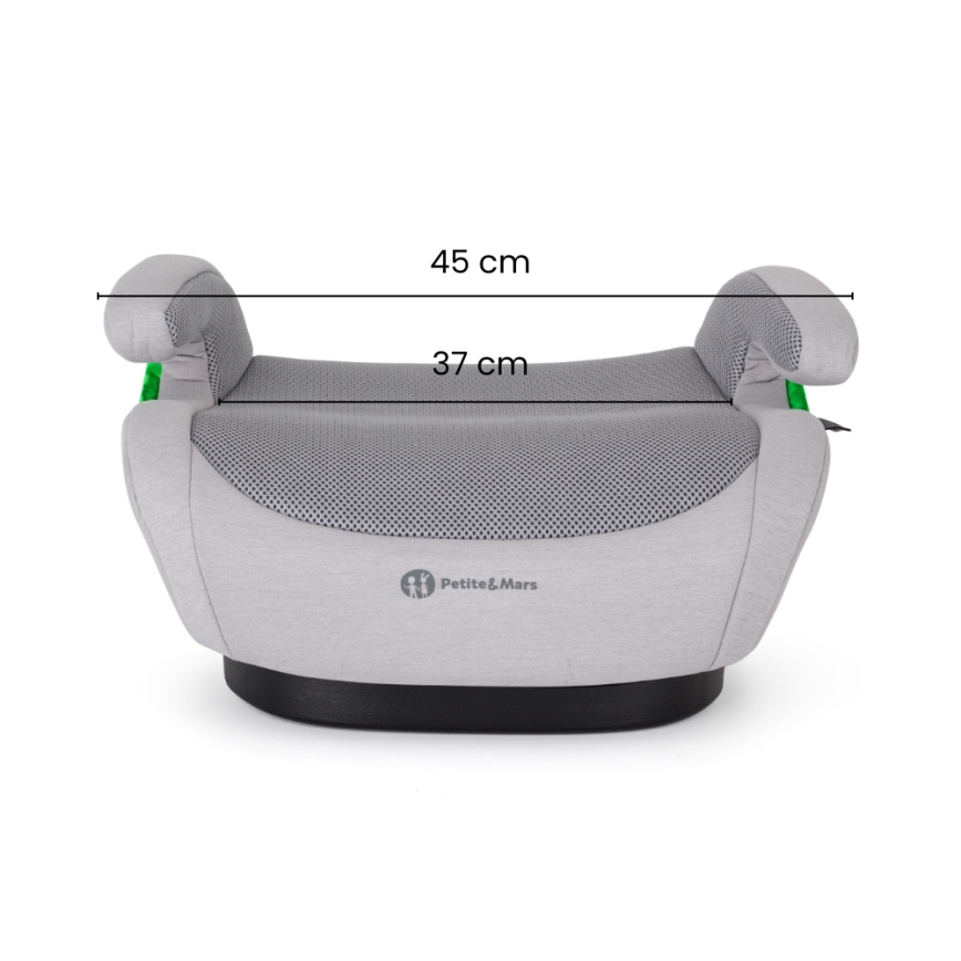 PETITE&MARS - Vaikiškas automobilinis pakėlėjas OPTIMUS PRO i-Size Air 125-150 cm (22-36 kg) pilkas