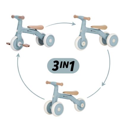 PETITE&MARS - Vaikiškas triratukas 3 viename BINGO Stering Blue