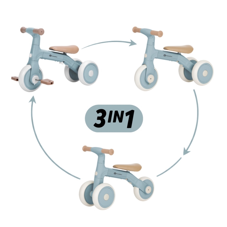 PETITE&MARS - Vaikiškas triratukas 3 viename BINGO Stering Blue