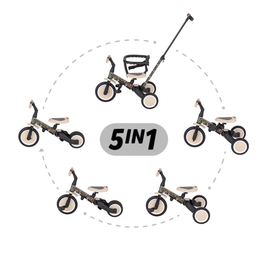PETITE&MARS - Vaikiškas triratukas 5 viename TURBO LIMITED City Beat