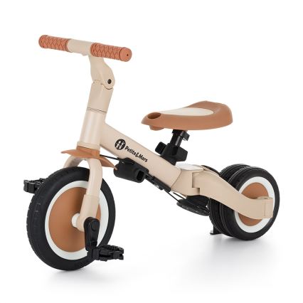 PETITE&MARS - Vaikiškas triratukas 5in1 TURBO PLUS smėlio spalvos