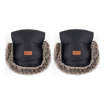 PETITE&MARS - Vežimėlio rankų vokelis FURRY Forever Black