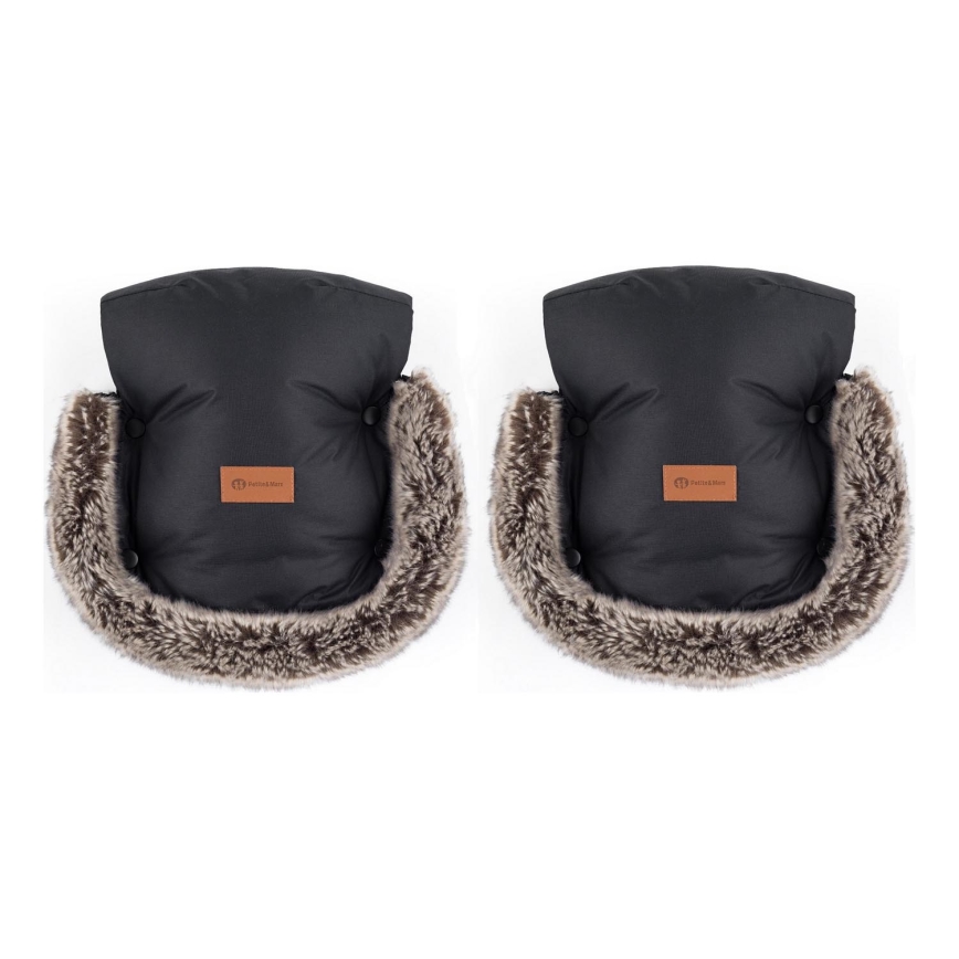 PETITE&MARS - Vežimėlio rankų vokelis FURRY Forever Black