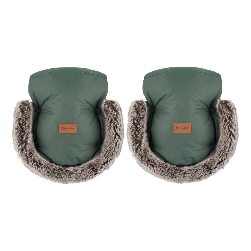 PETITE&MARS - Vežimėlio rankų vokelis FURRY Veritable Khaki
