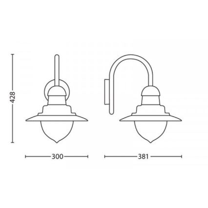 Philips 01652/06/PN - Sieninis lauko šviestuvas RAINDROP 1xE27/53W/230V IP44