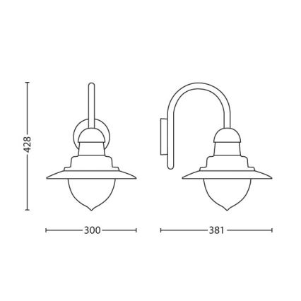 Philips 01652/30/PN - Sieninis lauko šviestuvas MYGARDEN RAINDROP 1xE27/60W/230V IP44