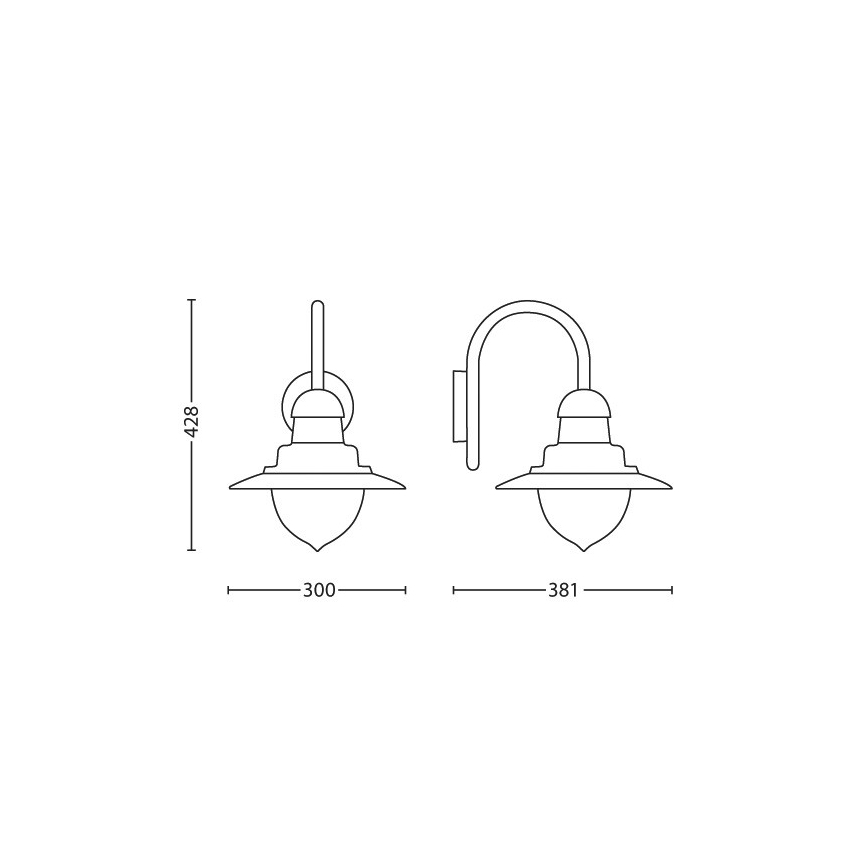 Philips 01652/30/PN - Sieninis lauko šviestuvas MYGARDEN RAINDROP 1xE27/60W/230V IP44