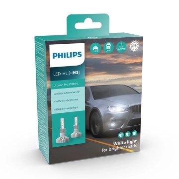Philips 11336U51X2 - KOMPLEKTAS 2x LED Automobilio lemputė Ultinon Pro5100 H3 PK22s/12W/12/24V 5800K