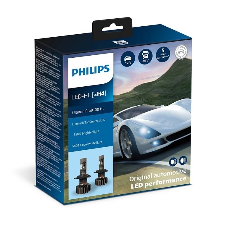 Philips 11342U91X2 -KOMPLEKTAS 2x LED Automobilio lemputė Ultinon 9100 H4 P43t-38/13,2W/12/24V 5800K
