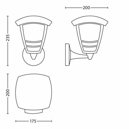 Philips 15380/30/16 - Sieninis lauko šviestuvas MYGARDEN CREEK 1xE27/60W/230V