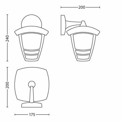 Philips - Sieninis lauko šviestuvas 1xE27/60W/230V