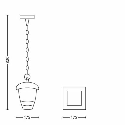 Philips - Pakabinamas lauko sietynas 1xE27/60W/230V juoda IP44