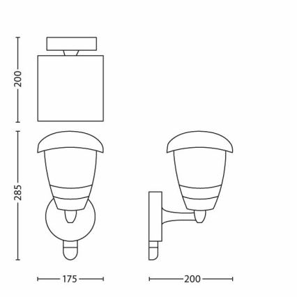 Philips - Sieninis lauko šviestuvas su jutikliu 1xE27/60W